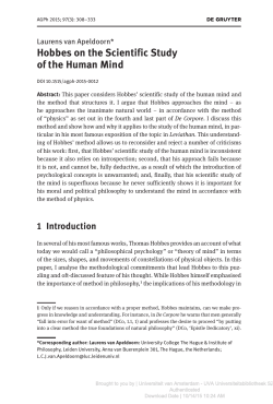 Hobbes on the Scientific Study of the Human Mind