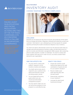 inventory audit - Iron Mountain Canada