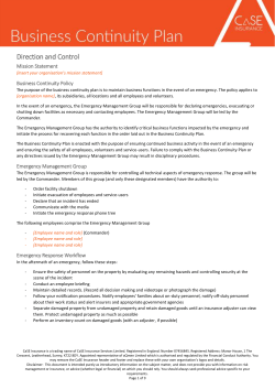 CaSE Insurance Business Continuity Plan