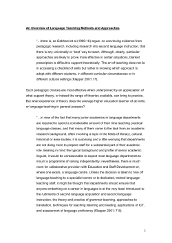 An Overview of Language Teaching Methods and Approaches