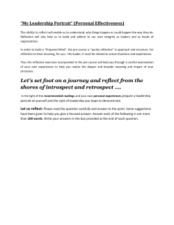 Let`s set foot on a journey and reflect from the shores of introspect