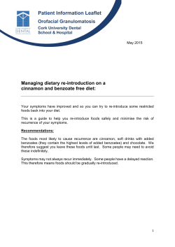 Orofacial Granulomatosis Managing dietary re