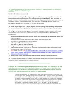 Standard 11, Outcomes Assessment - American Veterinary Medical