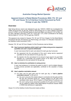 Apparent breach of R 178 181 and 197 by Perth Energy on
