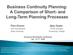 Business Continuity Planning: A Comparison of Short