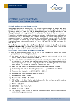 SPECTRUM ANALYZER SETTINGS