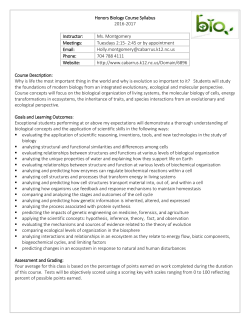 Honors Biology Course Syllabus