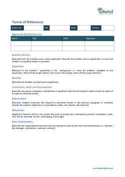 Terms of Reference - Tailwind Project Solutions