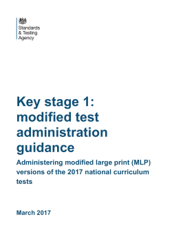 2017 key stage 1: modified test administration guidance