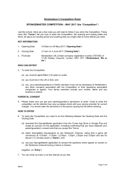 Nickelodeon`s Competition Rules SPONGEMASTER