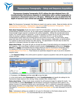 Tech Note 6a – Fluorescence Tomography – Setup and Sequence