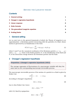 Contents 1 General setting 2 Onsager`s regression hypothesis