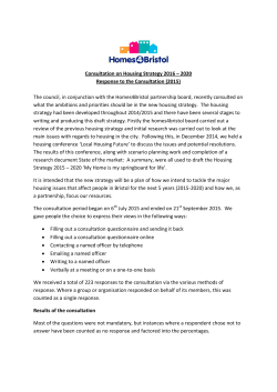 Consultation on Housing Strategy 2016 &ndash; 2020 Response to the