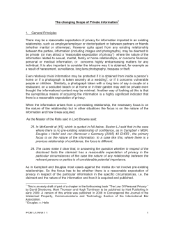 The Changing Scope of Private Information