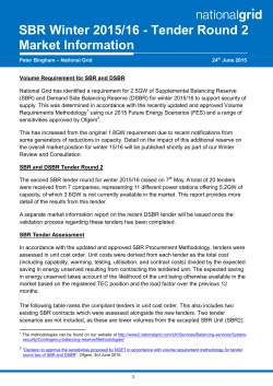 SBR Winter 2015/16 - Tender Round 2 Market