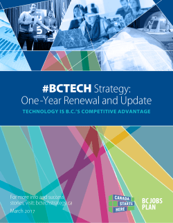 #BCTECHStrategy: One-Year Renewal and Update
