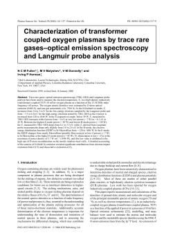 Characterization of transformer coupled oxygen plasmas by trace