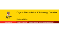 Organic Photovoltaics: A Technology Overview