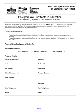 Full-time PGCE application form Truro and Penwith College