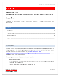 Quick Deployment Step-by-step instructions to deploy Oracle Big