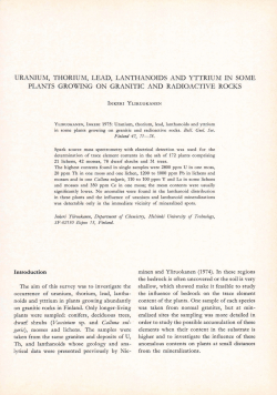 uranium, thorium, lead, lanthanoids and yttrium in some plants