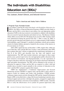 The Individuals with Disabilities Education Act (IDEA)