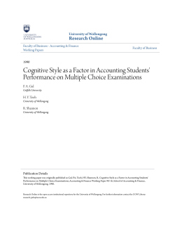 Cognitive Style as a Factor in Accounting - Research Online