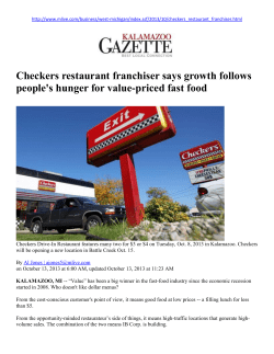 Checkers restaurant franchiser says growth follows people`s hunger