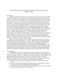 A processing approach to the assessment of language and verbal