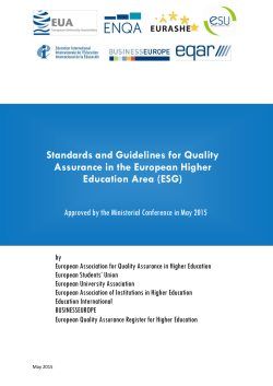 Standards and Guidelines for Quality Assurance in the
