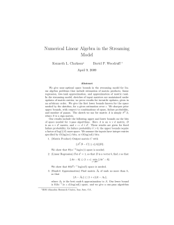 Numerical Linear Algebra in the Streaming Model