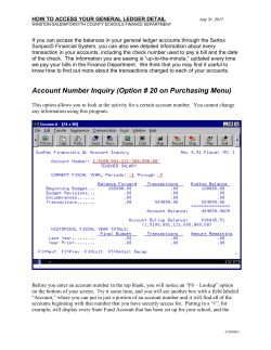 Account Number Inquiry (Option # 20 on Purchasing Menu)