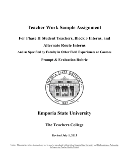 Teacher Work Sample Assignment