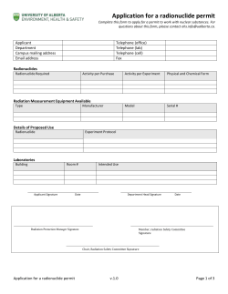 Application for a radionuclide permit