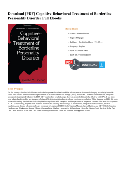 Cognitive-Behavioral Treatment of Borderline