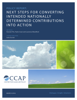 Next Steps for Converting Intended Nationally Determined
