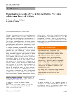 Modelling the Economics of Type 2 Diabetes Mellitus Prevention: A