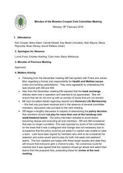 Minutes of Committee Meeting held on 18th February 2016