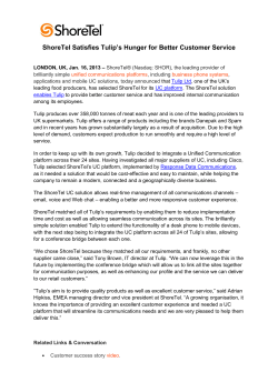 ShoreTel Satisfies Tulip`s Hunger for Better Customer Service