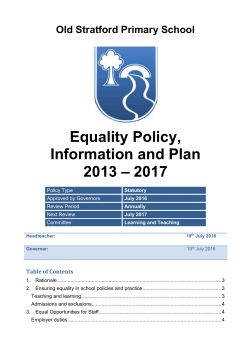 8. The Equality Objectives and Plan
