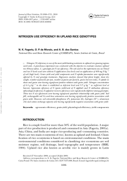 NITROGEN USE EFFICIENCY IN UPLAND RICE