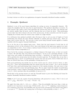 Lecture 4 1 Example: Quicksort