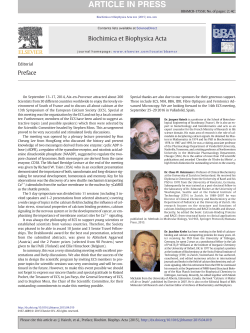 Preface Biochimica et Biophysica Acta