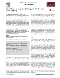 Neural basis of cognitive training and development
