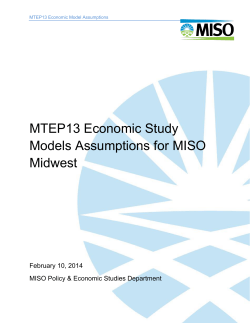 MTEP13 Economic Study Models Assumptions for