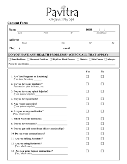 Skin History and Consent Form