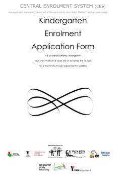 Kindergarten Enrolment Application Form 2018