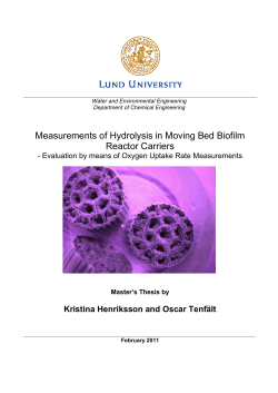 Measurements of hydrolysis in biofilm carriers in MBBR