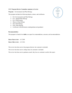 Environmental and Plant Biology This program
