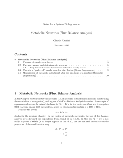 Metabolic Networks [Flux Balance Analysis]